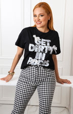 Blusa gráfica con encaje