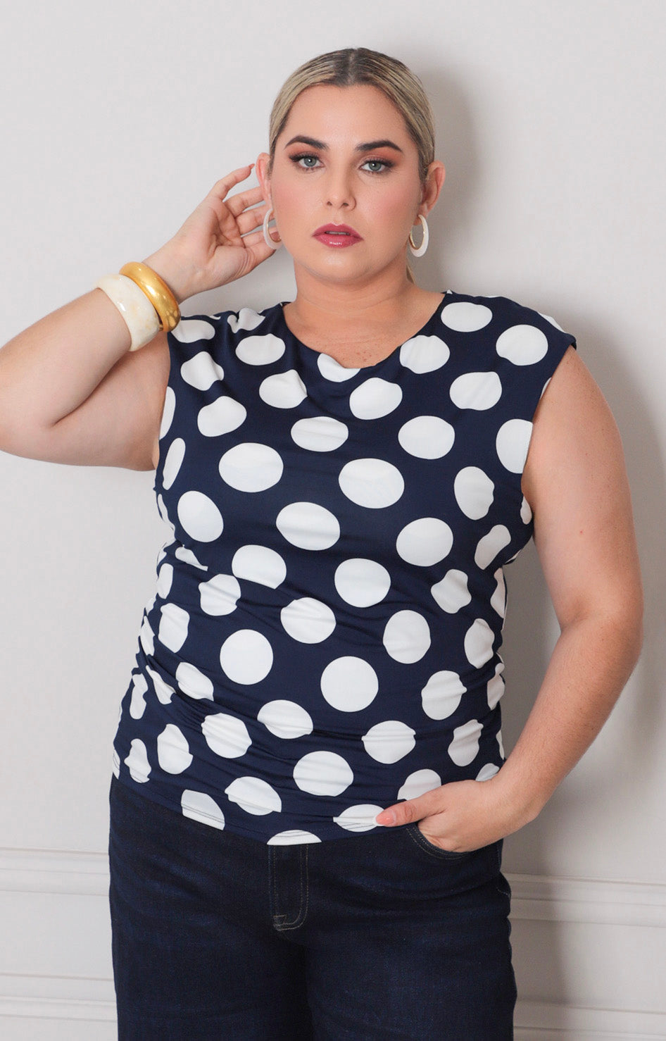 Blusa estampada polka dots - BLUSAS CURVY Boutiquemirel 