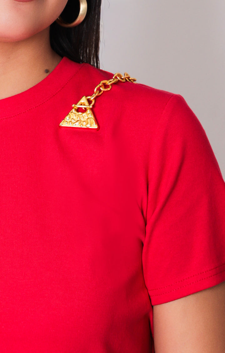 Blusa roja con detalle dorado - BLUSAS REGULAR Boutiquemirel 