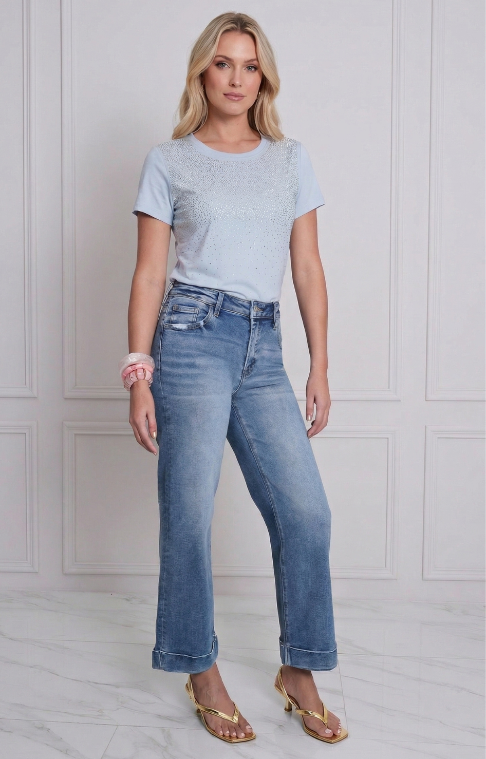 Blusa Básica con Pedrería - BLUSAS REGULAR Boutiquemirel 