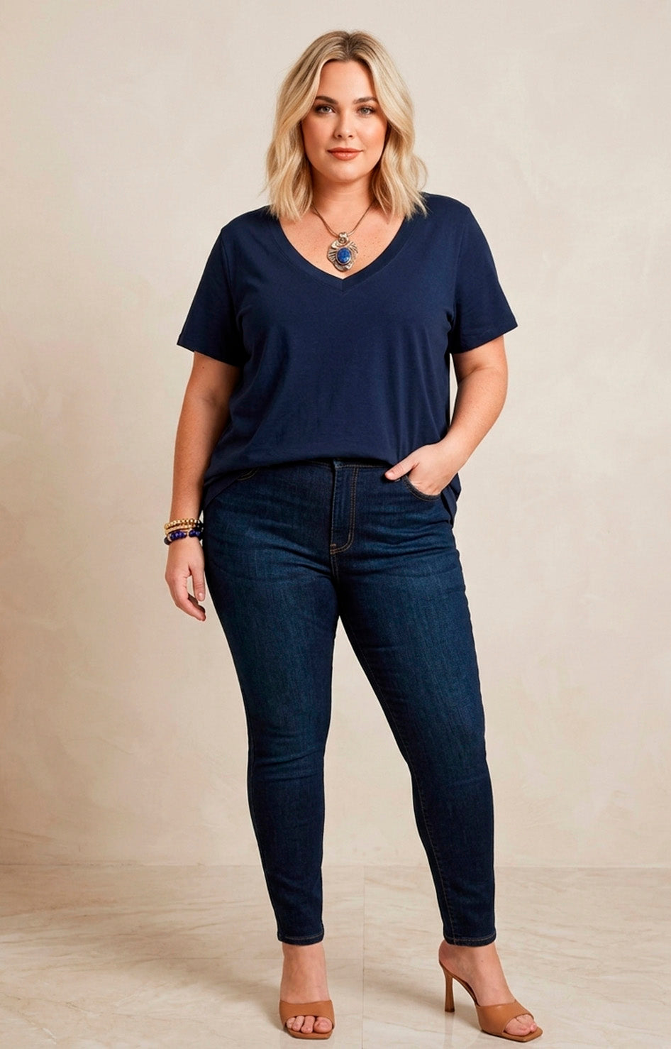 Blusa azul lisa - BLUSAS CURVY Boutiquemirel 