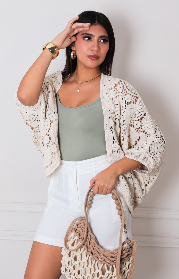 Kimono beige de crochet - SACOS REGULAR Boutiquemirel 