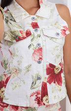 Conjunto floral denim