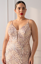 Vestido de lentejuela beige