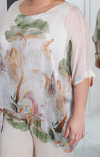 Conjunto beige estampado acuarela