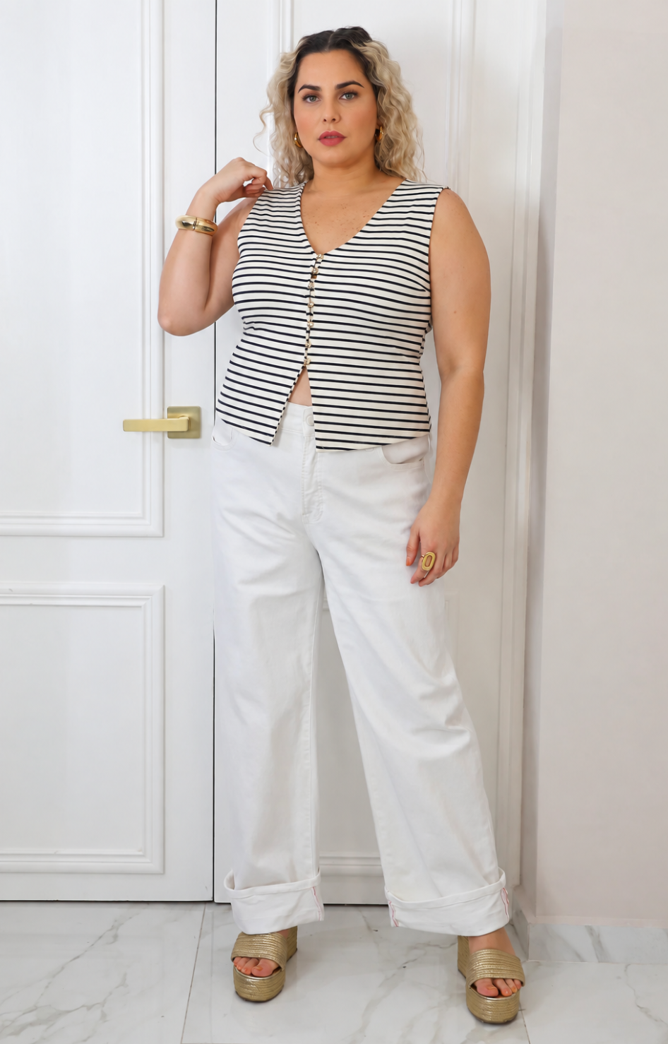 Pantalón de mezclilla blanco