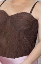 Bustier negro con aplicaciones de brillos