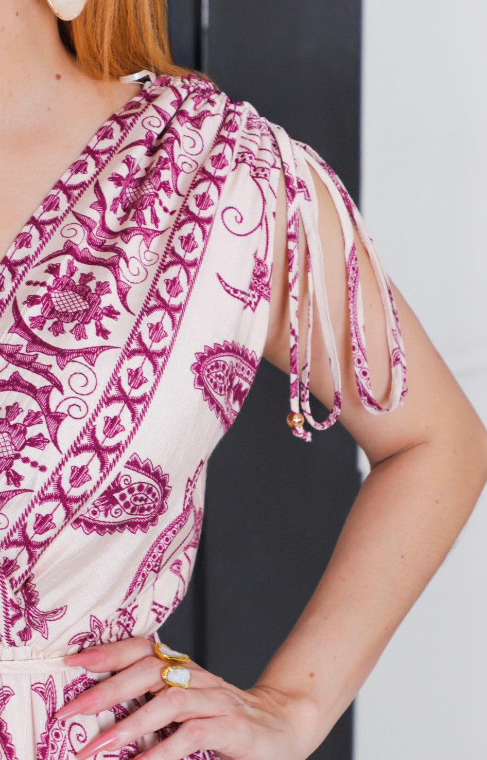 Vestido magenta estampado