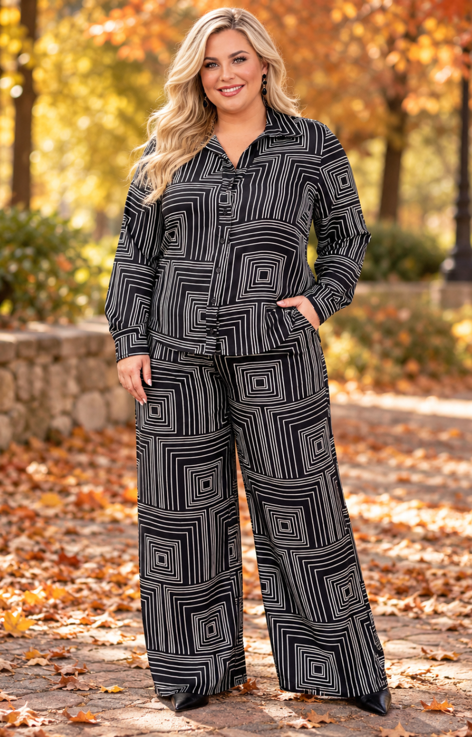 Conjunto negro estampado