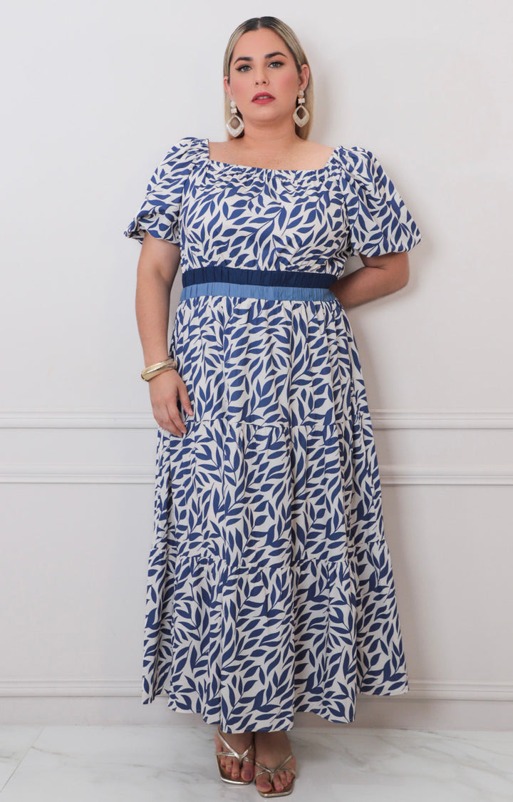Vestido azul rey estampado - VESTIDO LARGO CURVY Boutiquemirel 