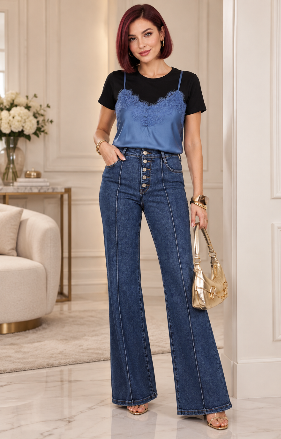 Blusa algodón con satín