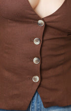 Blusa café tipo chaleco