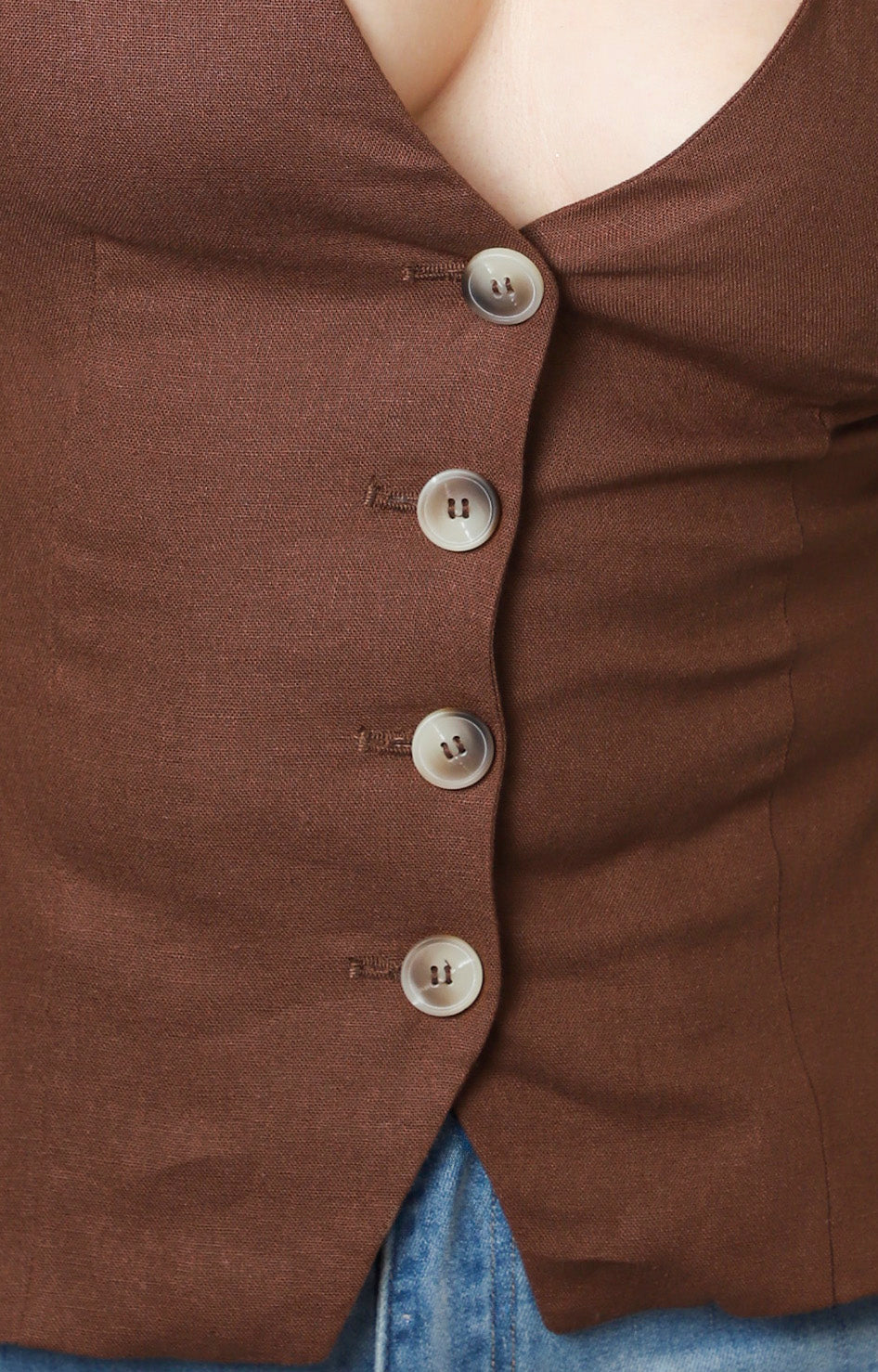 Blusa café tipo chaleco