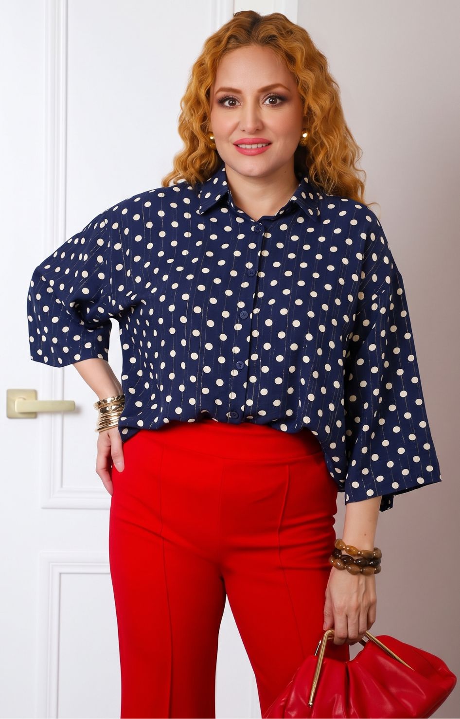 Blusa camisera estampada de puntos