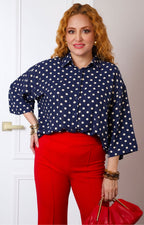 Blusa camisera estampada de puntos