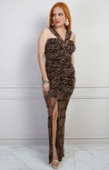 Vestido animal print con apertura