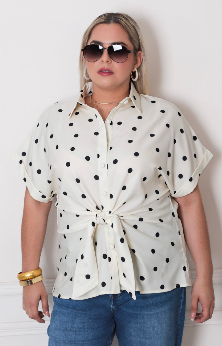Blusa beige polka dots - BLUSAS CURVY Boutiquemirel 