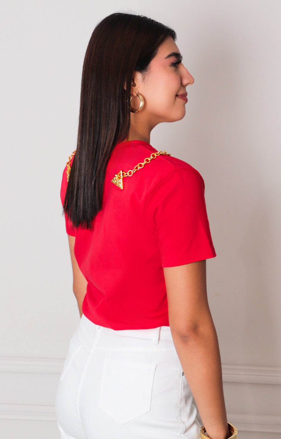 Blusa roja con detalle dorado - BLUSAS REGULAR Boutiquemirel 