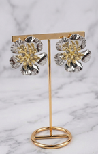 Aretes flor plateados con dorado - ARETES Boutiquemirel 