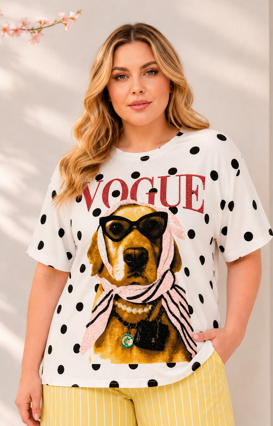 Blusa con estampado y aplicaciones decorativas - BLUSAS CURVY Boutiquemirel 
