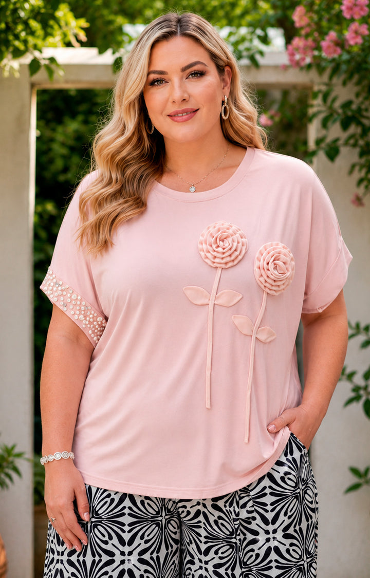 Blusa con aplicaciones 3D - BLUSAS CURVY Boutiquemirel 