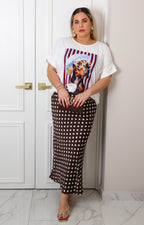 Falda satinada con polka dots