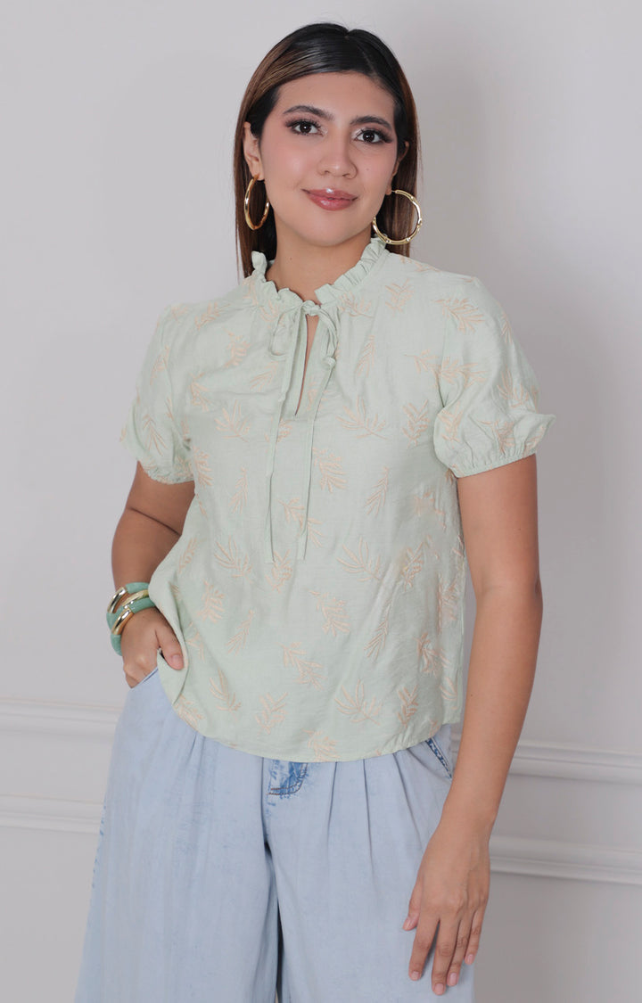 Blusa estampada con bordado - BLUSAS REGULAR Boutiquemirel 