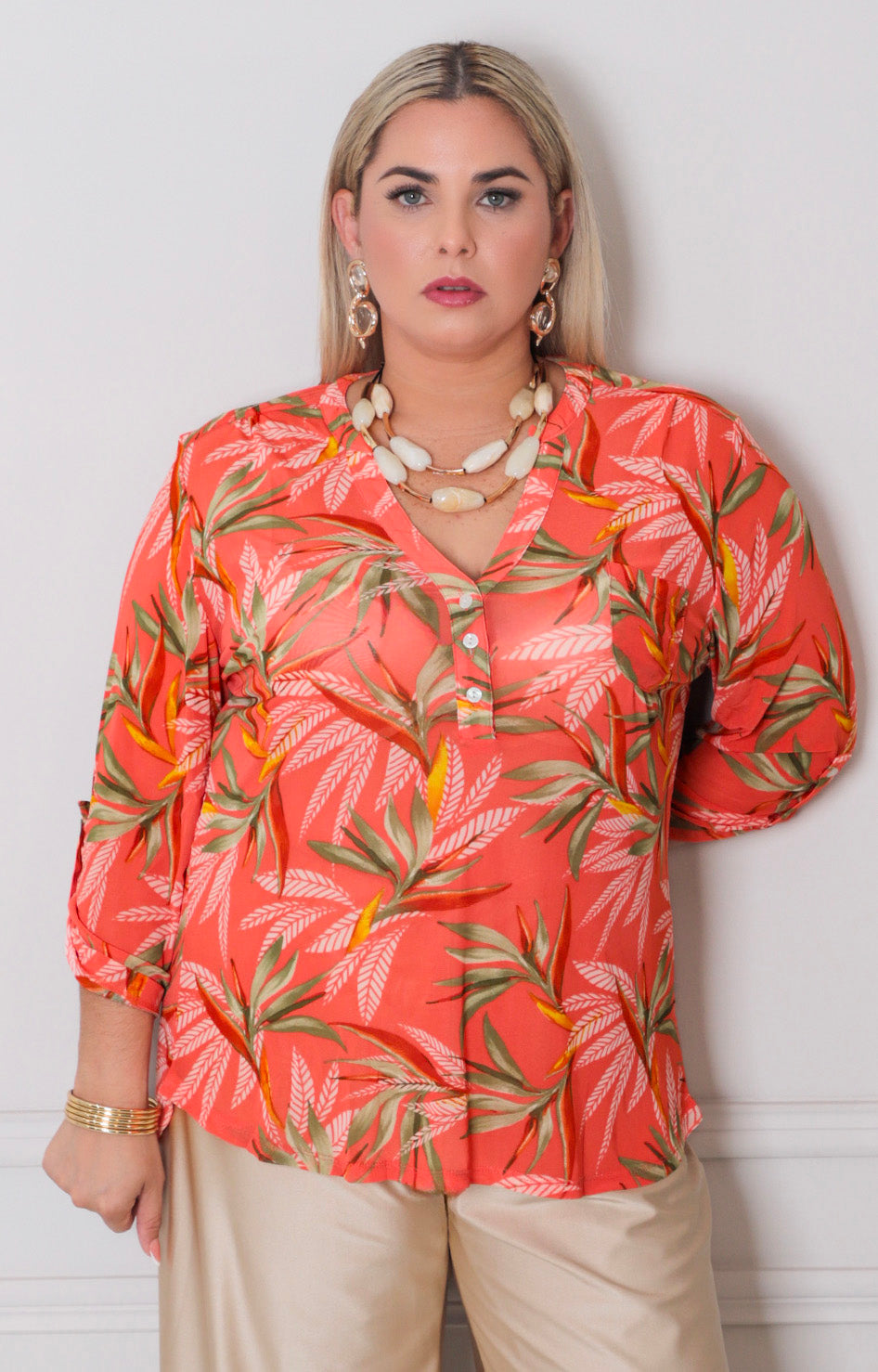 Blusa estampada con botones - BLUSAS CURVY Boutiquemirel 