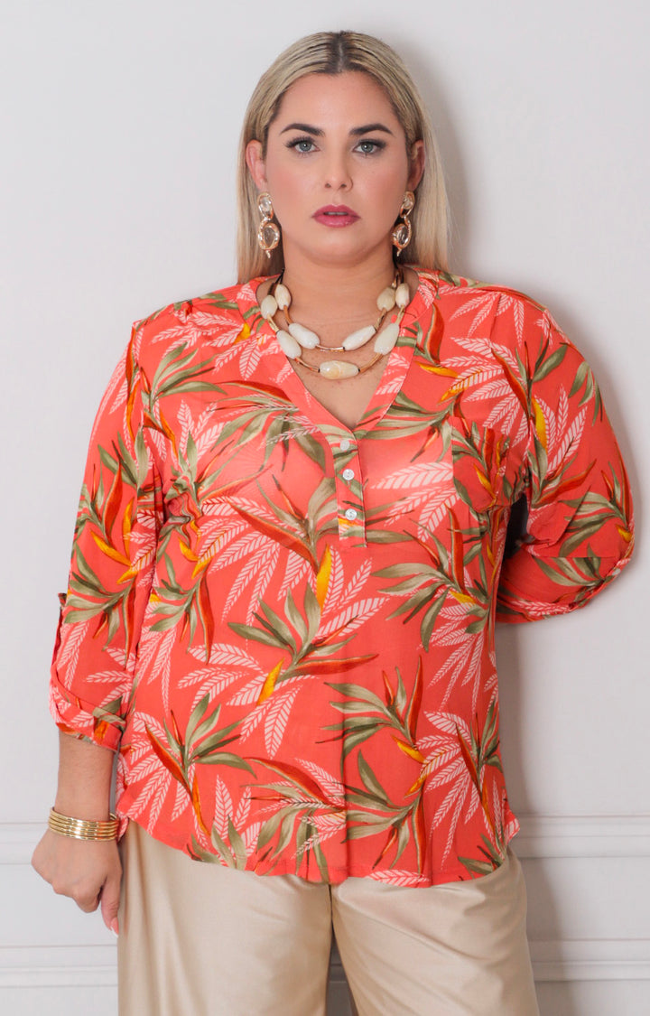 Blusa estampada con botones - BLUSAS CURVY Boutiquemirel 