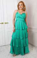 Vestido verde de olanes con polka dots