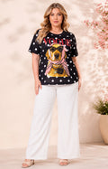Blusa con estampado y aplicaciones decorativas - BLUSAS CURVY Boutiquemirel 
