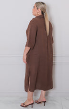 Vestido cafe liso - VESTIDO CORTO CURVY Boutiquemirel 