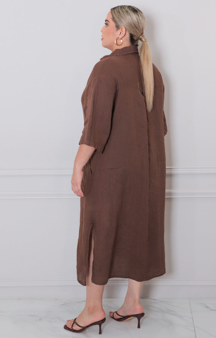 Vestido cafe liso - VESTIDO CORTO CURVY Boutiquemirel 