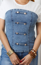 Blusa con efecto corset denim