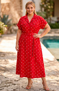 Vestido rojo polka dot - VESTIDO LARGO CURVY Boutiquemirel 