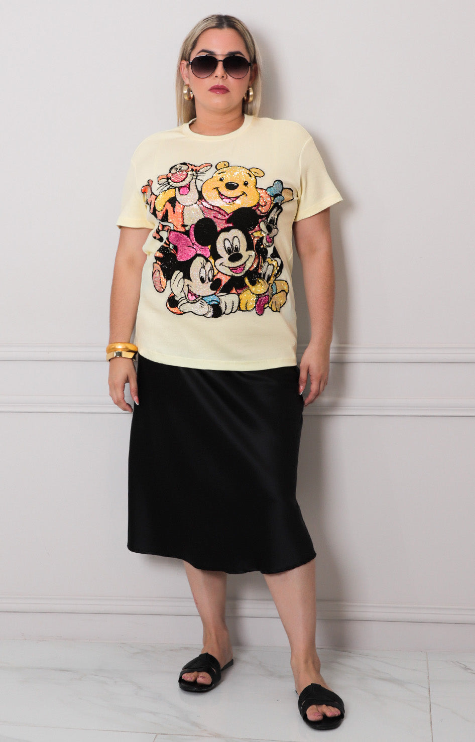 Blusa amarilla estampada - BLUSAS CURVY Boutiquemirel 