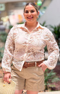 Blusa beige de guipur