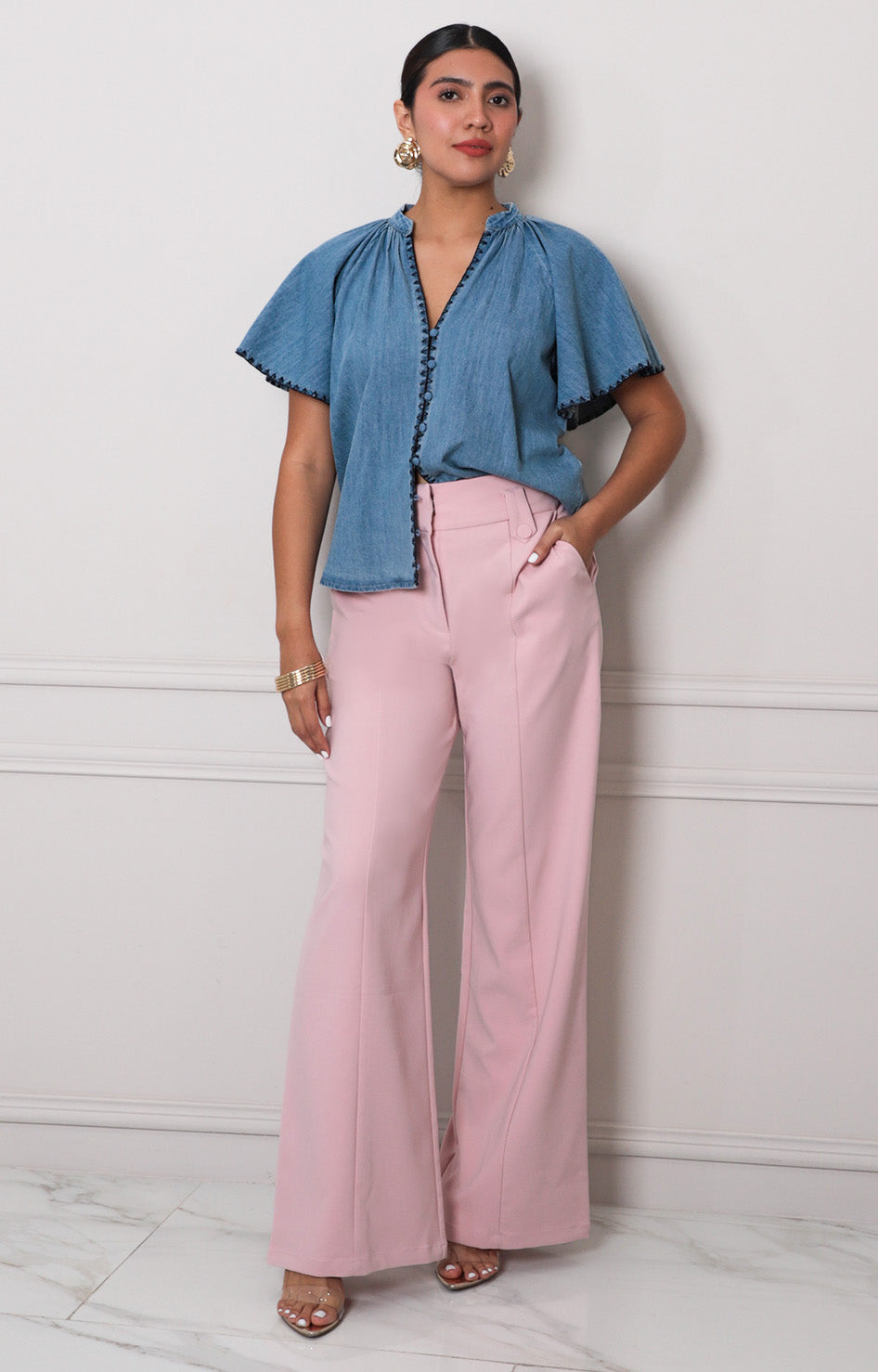 Blusa de mezclilla lisa - BLUSAS REGULAR Boutiquemirel 