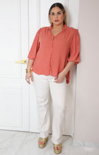 Blusa escote en V con mangas globo