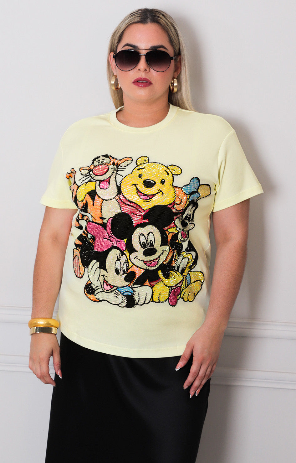 Blusa amarilla estampada - BLUSAS CURVY Boutiquemirel 