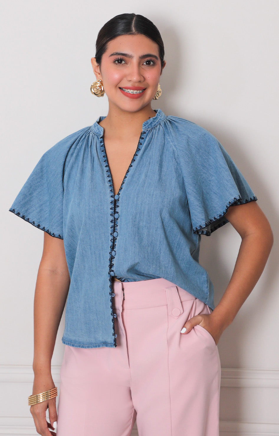 Blusa de mezclilla lisa - BLUSAS REGULAR Boutiquemirel 