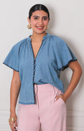 Blusa de mezclilla lisa - BLUSAS REGULAR Boutiquemirel 