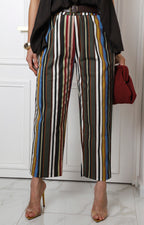 Pantalón de rayas multicolor con cinturón