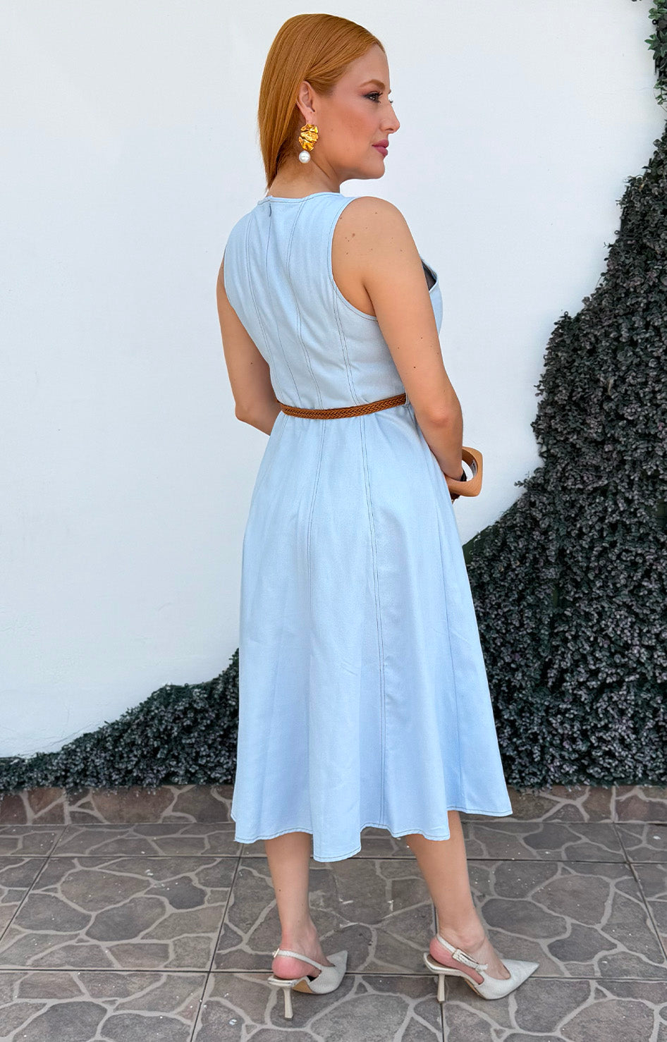 Vestido corto de mezclilla con cinturón - VESTIDO CORTO REGULAR Boutiquemirel 