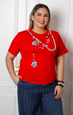 Blusa de algodón con aplicaciones