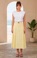 Falda amarilla con cinturón - FALDA REGULAR Boutiquemirel 