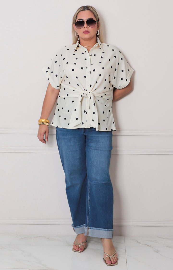 Blusa beige polka dots - BLUSAS CURVY Boutiquemirel 