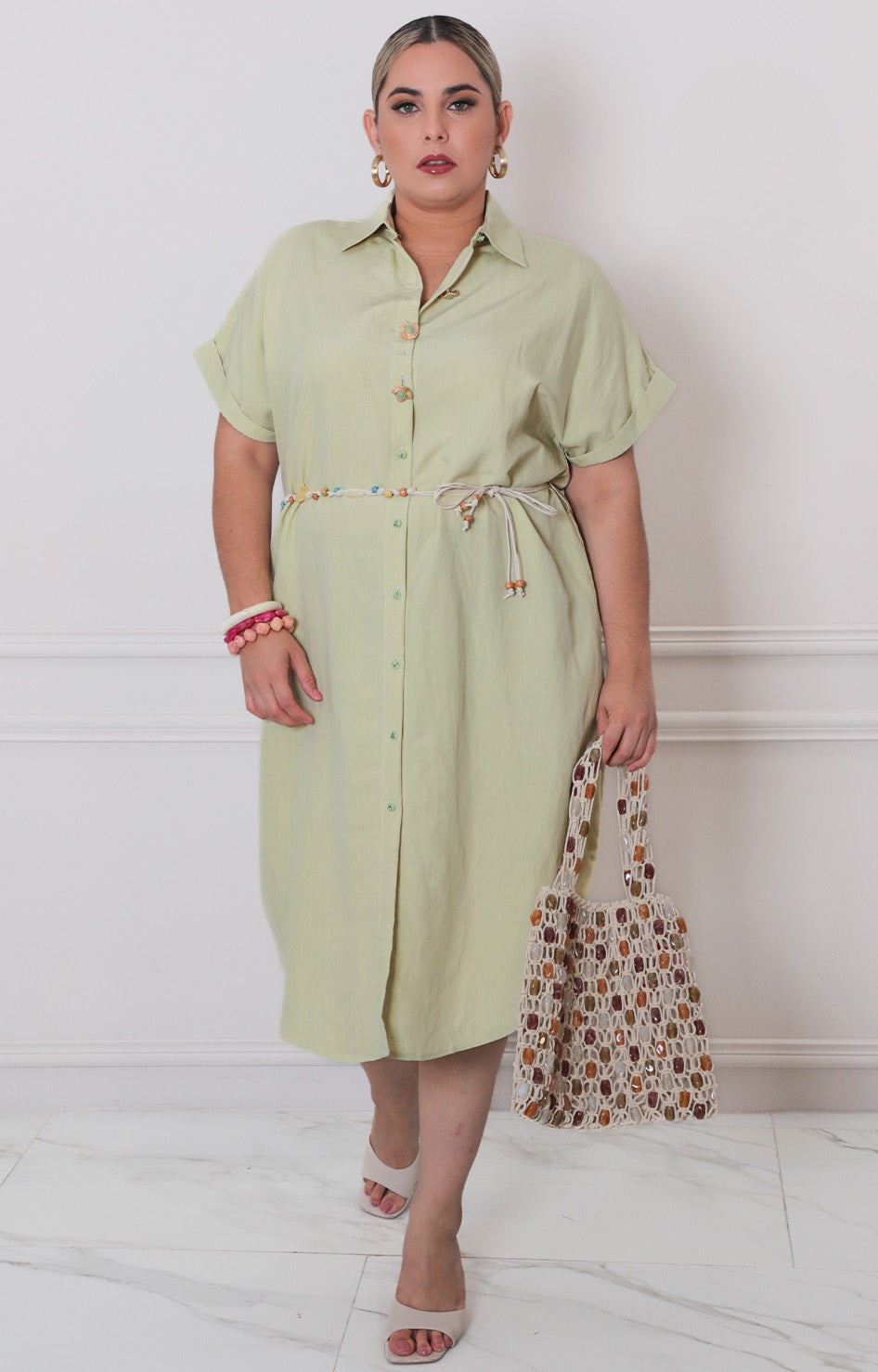 Vestido de botones con lazo - VESTIDO LARGO CURVY Boutiquemirel 