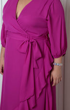 Vestido largo envolvente con cinturón