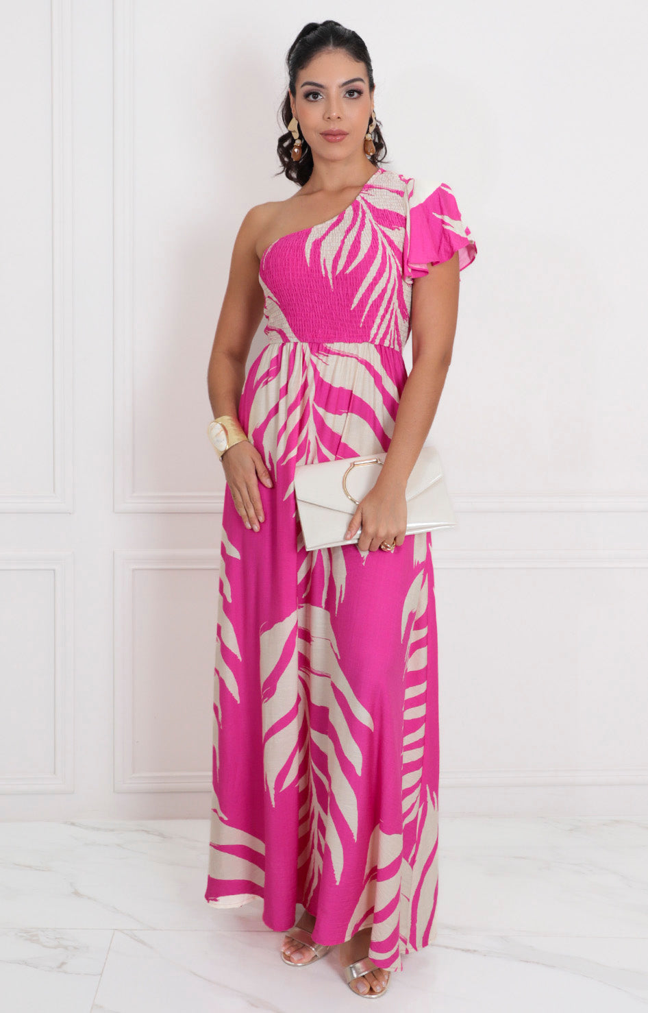 Vestido fucsia estampado